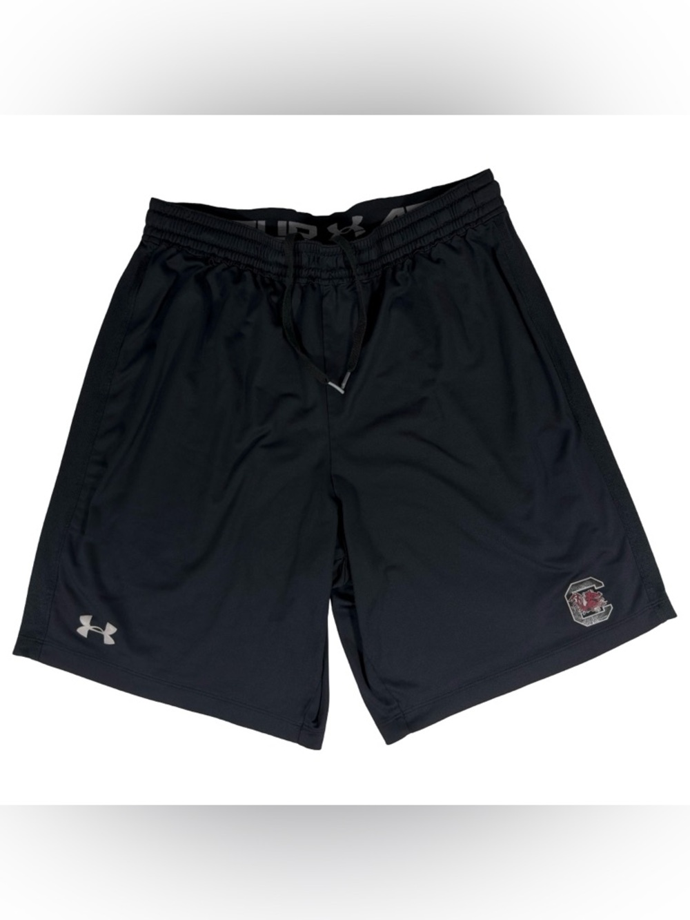 Under Armour Boys Youth Large Black Athletic Shorts SC Gamecocks HeatGear Gym